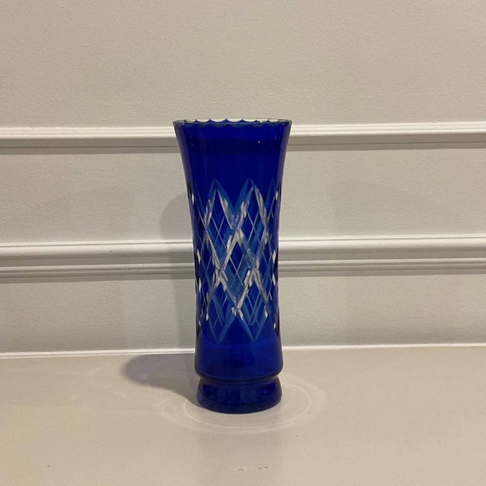 Boheme Royal Blue Diamond-Cut Vase